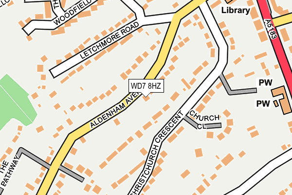 WD7 8HZ map - OS OpenMap – Local (Ordnance Survey)