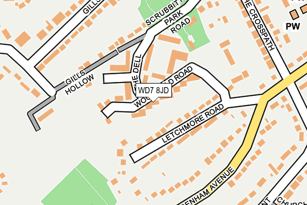 WD7 8JD map - OS OpenMap – Local (Ordnance Survey)