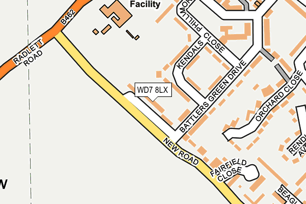 WD7 8LX map - OS OpenMap – Local (Ordnance Survey)