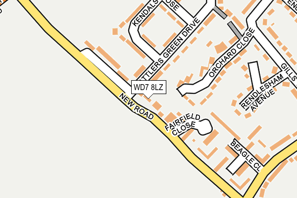 WD7 8LZ map - OS OpenMap – Local (Ordnance Survey)