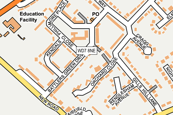 WD7 8NE map - OS OpenMap – Local (Ordnance Survey)