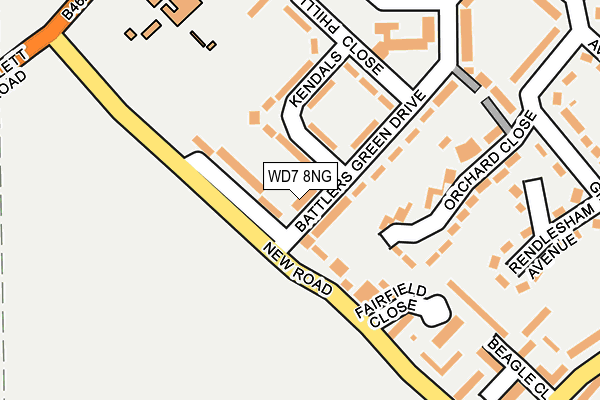 WD7 8NG map - OS OpenMap – Local (Ordnance Survey)