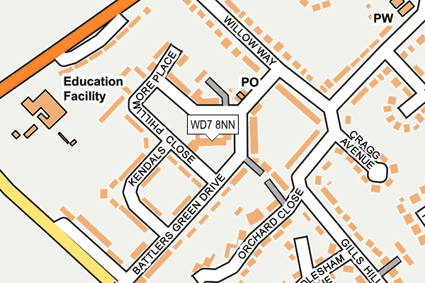 WD7 8NN map - OS OpenMap – Local (Ordnance Survey)