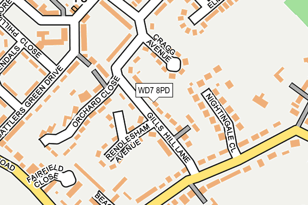 WD7 8PD map - OS OpenMap – Local (Ordnance Survey)