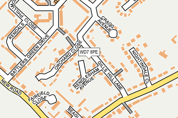 WD7 8PE map - OS OpenMap – Local (Ordnance Survey)