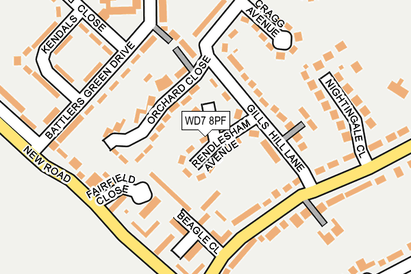 WD7 8PF map - OS OpenMap – Local (Ordnance Survey)
