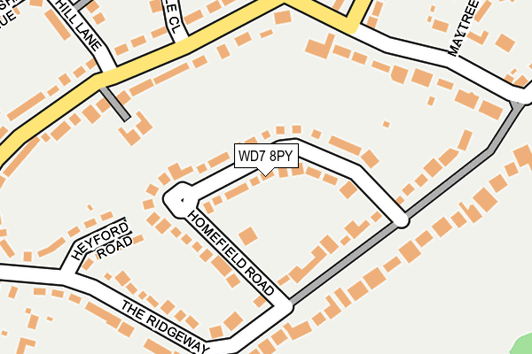 WD7 8PY map - OS OpenMap – Local (Ordnance Survey)