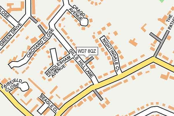 WD7 8QZ map - OS OpenMap – Local (Ordnance Survey)