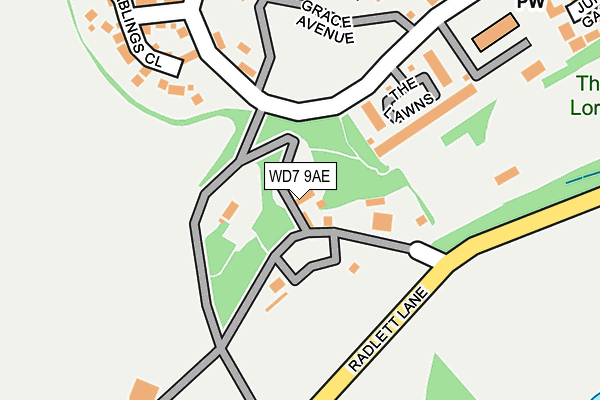 WD7 9AE map - OS OpenMap – Local (Ordnance Survey)