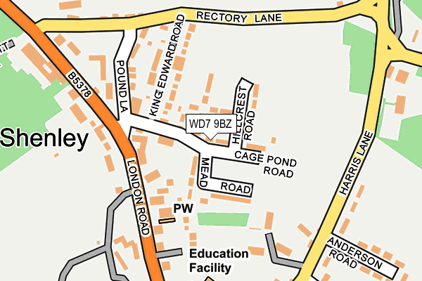 WD7 9BZ map - OS OpenMap – Local (Ordnance Survey)