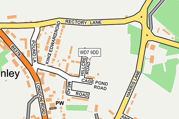 WD7 9DD map - OS OpenMap – Local (Ordnance Survey)