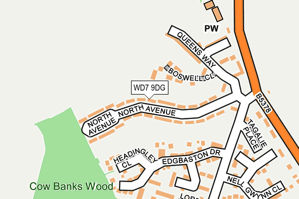 WD7 9DG map - OS OpenMap – Local (Ordnance Survey)