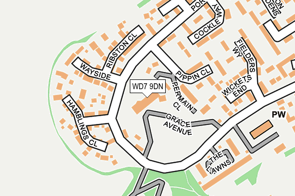 WD7 9DN map - OS OpenMap – Local (Ordnance Survey)