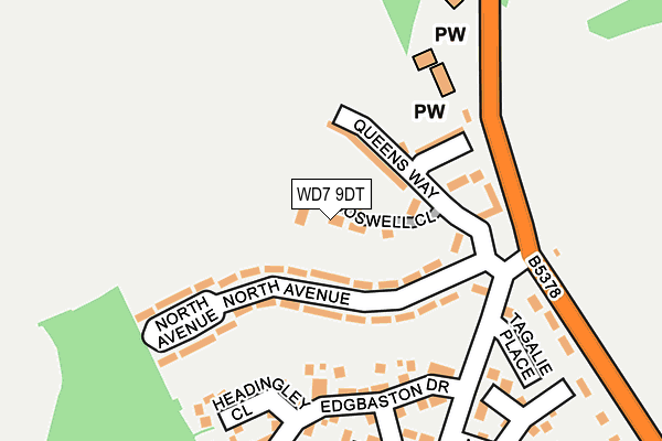 WD7 9DT map - OS OpenMap – Local (Ordnance Survey)