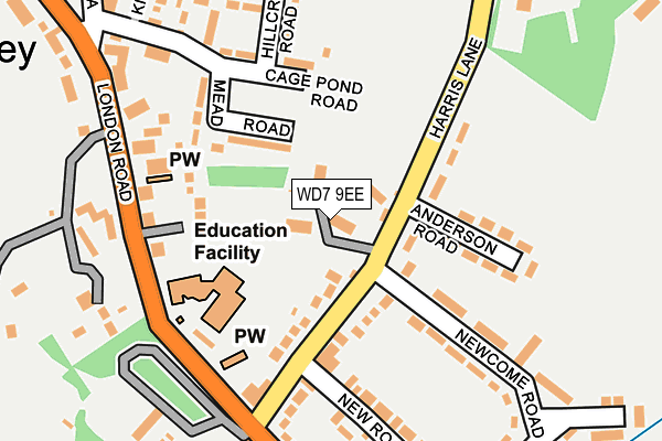 WD7 9EE map - OS OpenMap – Local (Ordnance Survey)