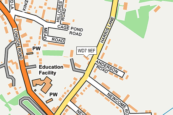 WD7 9EF map - OS OpenMap – Local (Ordnance Survey)