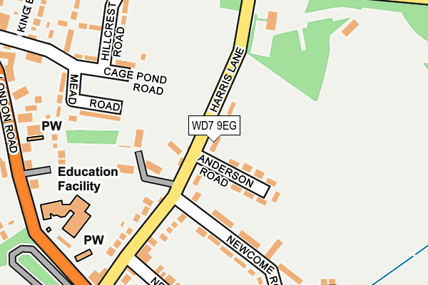 WD7 9EG map - OS OpenMap – Local (Ordnance Survey)