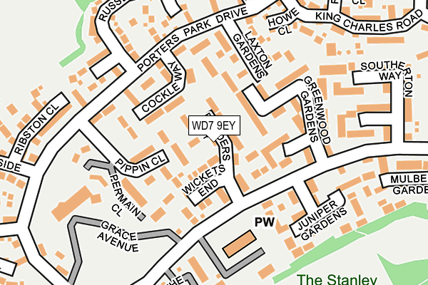 WD7 9EY map - OS OpenMap – Local (Ordnance Survey)