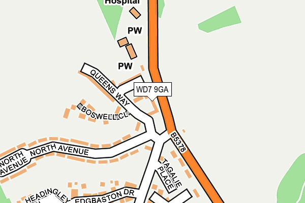 WD7 9GA map - OS OpenMap – Local (Ordnance Survey)