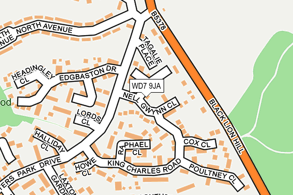 WD7 9JA map - OS OpenMap – Local (Ordnance Survey)
