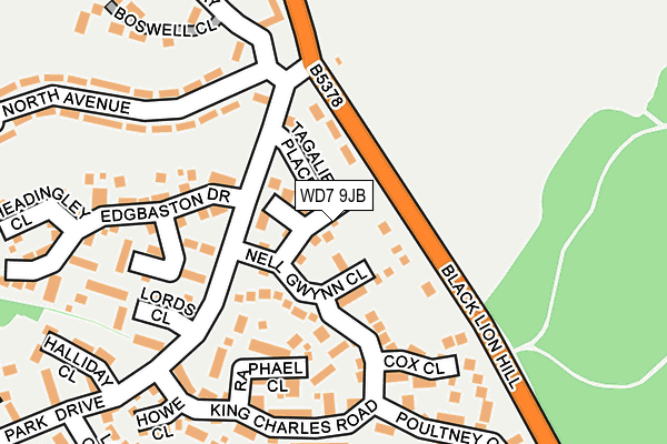 WD7 9JB map - OS OpenMap – Local (Ordnance Survey)
