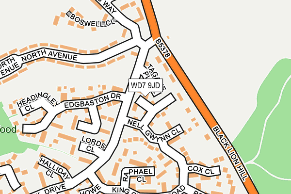 WD7 9JD map - OS OpenMap – Local (Ordnance Survey)