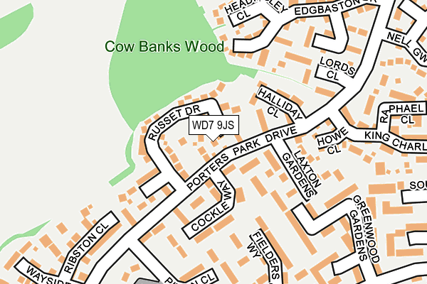 WD7 9JS map - OS OpenMap – Local (Ordnance Survey)