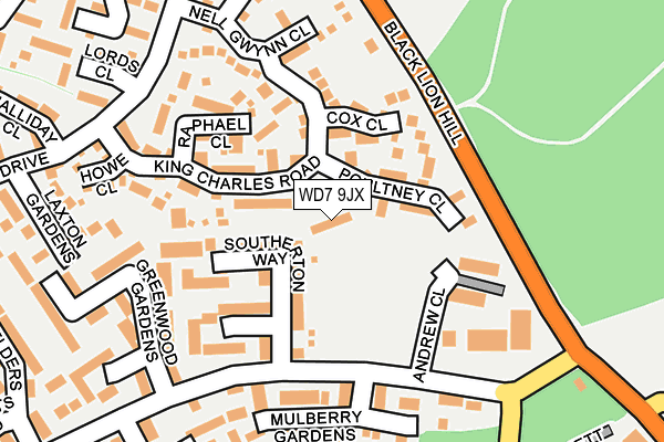 WD7 9JX map - OS OpenMap – Local (Ordnance Survey)