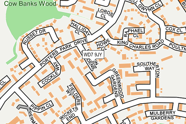 WD7 9JY map - OS OpenMap – Local (Ordnance Survey)