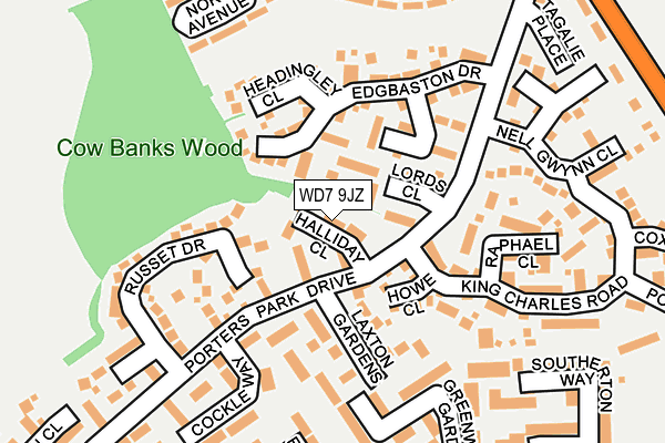 WD7 9JZ map - OS OpenMap – Local (Ordnance Survey)