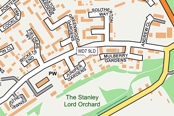 WD7 9LD map - OS OpenMap – Local (Ordnance Survey)