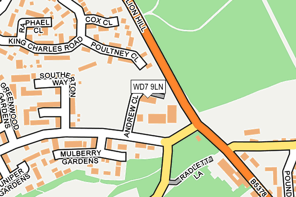 WD7 9LN map - OS OpenMap – Local (Ordnance Survey)