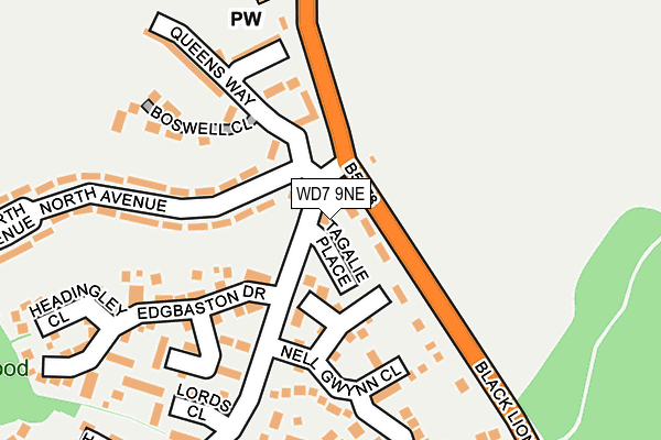 WD7 9NE map - OS OpenMap – Local (Ordnance Survey)