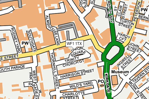 WF1 1TX map - OS OpenMap – Local (Ordnance Survey)