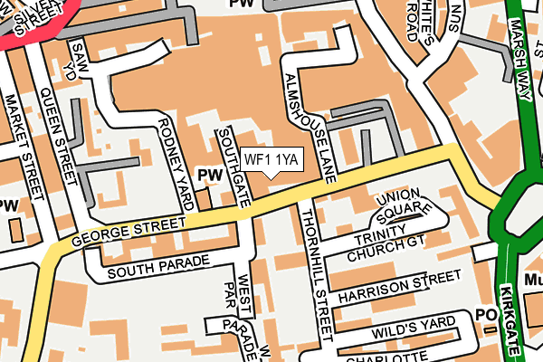 WF1 1YA map - OS OpenMap – Local (Ordnance Survey)