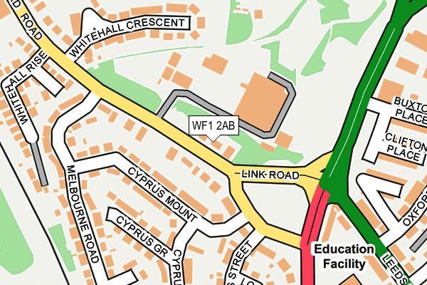 WF1 2AB map - OS OpenMap – Local (Ordnance Survey)