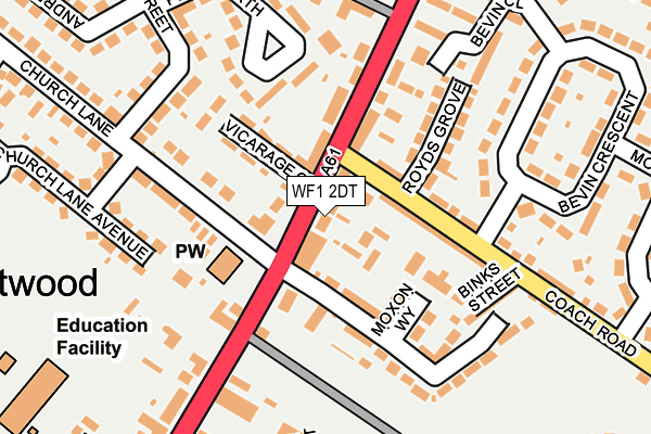 WF1 2DT map - OS OpenMap – Local (Ordnance Survey)