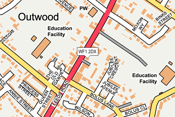 WF1 2DX map - OS OpenMap – Local (Ordnance Survey)