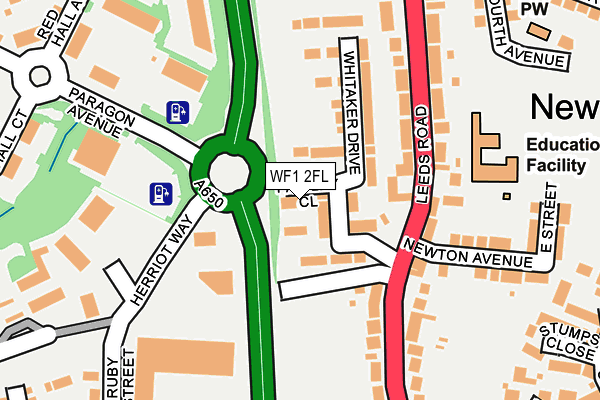 WF1 2FL map - OS OpenMap – Local (Ordnance Survey)