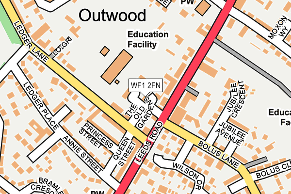 WF1 2FN map - OS OpenMap – Local (Ordnance Survey)