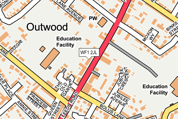 WF1 2JL map - OS OpenMap – Local (Ordnance Survey)