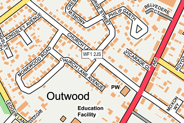 WF1 2JS map - OS OpenMap – Local (Ordnance Survey)