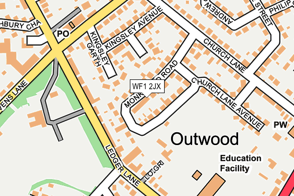 WF1 2JX map - OS OpenMap – Local (Ordnance Survey)