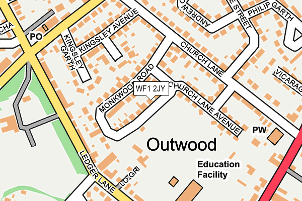 WF1 2JY map - OS OpenMap – Local (Ordnance Survey)