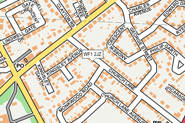 WF1 2JZ map - OS OpenMap – Local (Ordnance Survey)