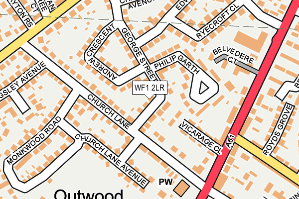 WF1 2LR map - OS OpenMap – Local (Ordnance Survey)