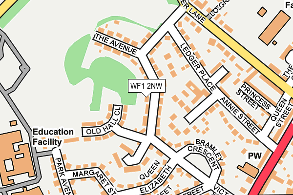 WF1 2NW map - OS OpenMap – Local (Ordnance Survey)