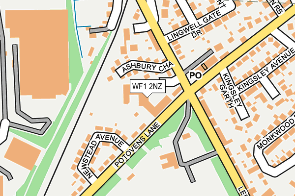 WF1 2NZ map - OS OpenMap – Local (Ordnance Survey)
