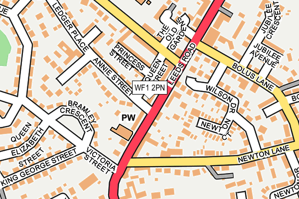 WF1 2PN map - OS OpenMap – Local (Ordnance Survey)