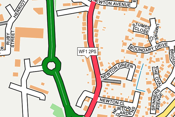 WF1 2PS map - OS OpenMap – Local (Ordnance Survey)